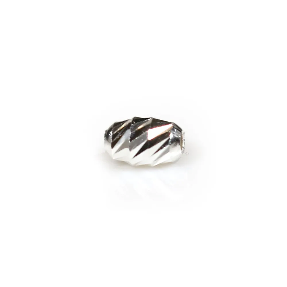Perle striée, en argent 925, en forme d'olive, 3x4.5mm x 10pcs