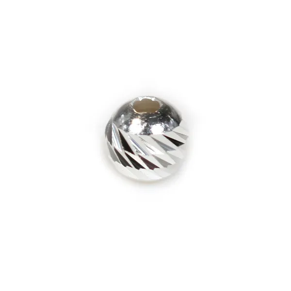 Boule striée, en forme de ronde facette, 4mm x 5pcs