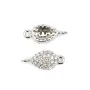 Breloque en argent 925 fleur& zirconium avec 2 anneaux 8x13mm x 1pc