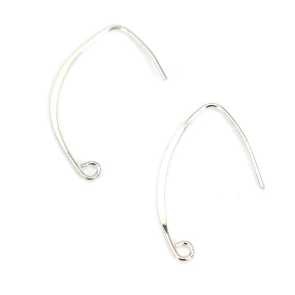 Crochet d'oreille V Forme Aplanie argent 925 25mm x 2pcs