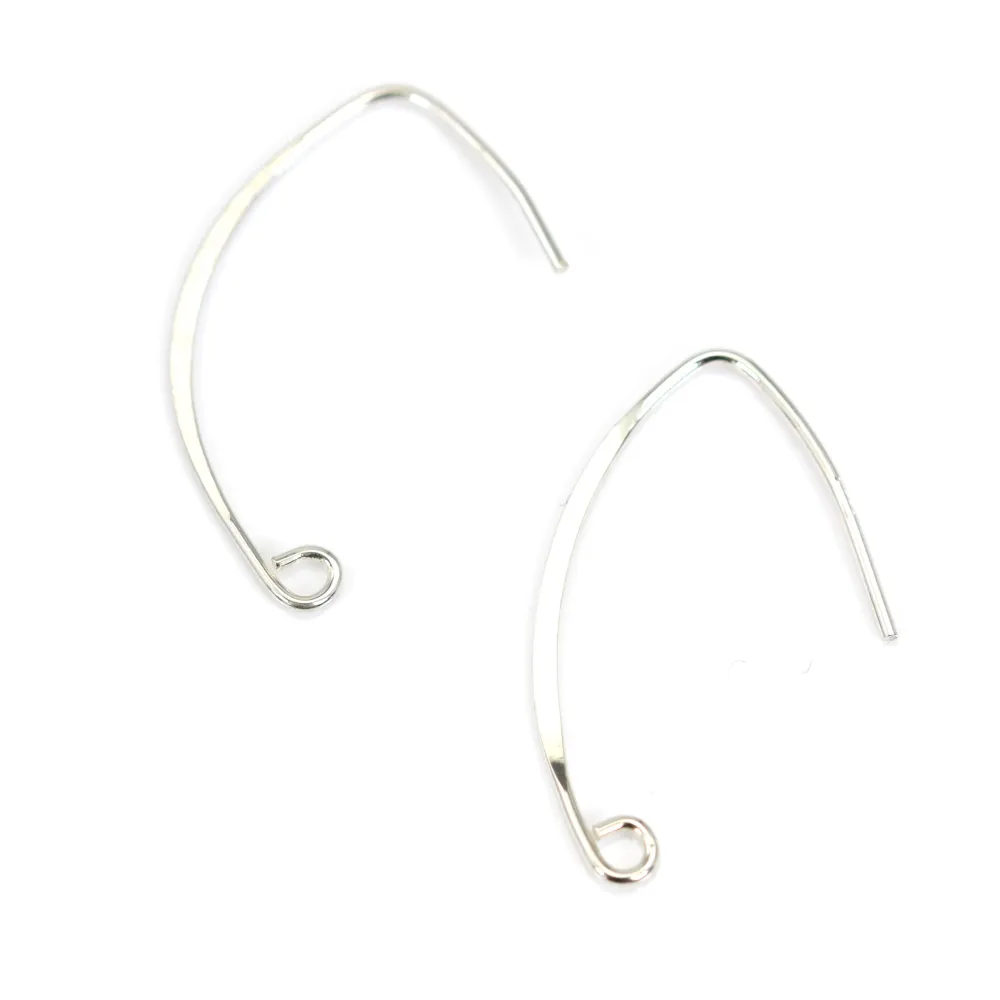 Crochet d'oreille V Forme Aplanie argent 925 25mm x 2pcs