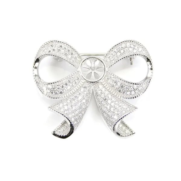 Argent 925 zirconium épingle à broche 30x37mm x 1pc