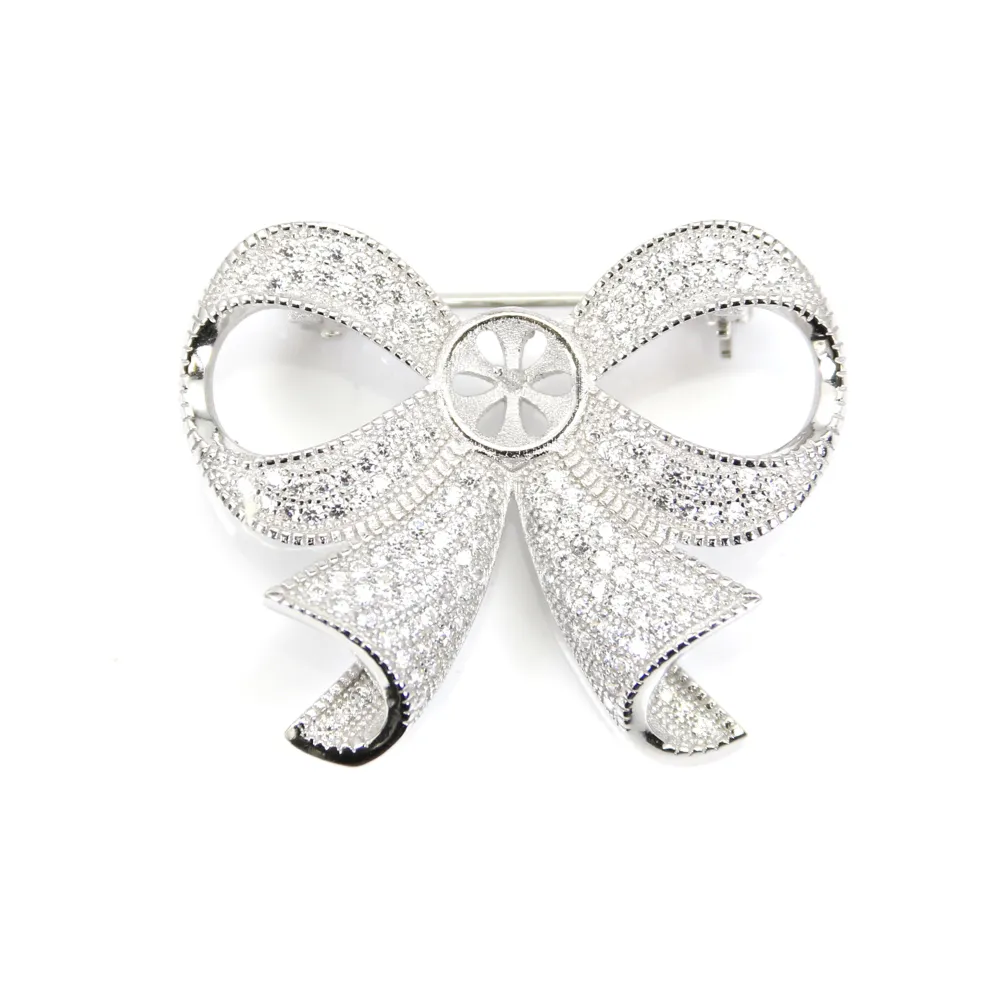 Argent 925 zirconium épingle à broche 30x37mm x 1pc