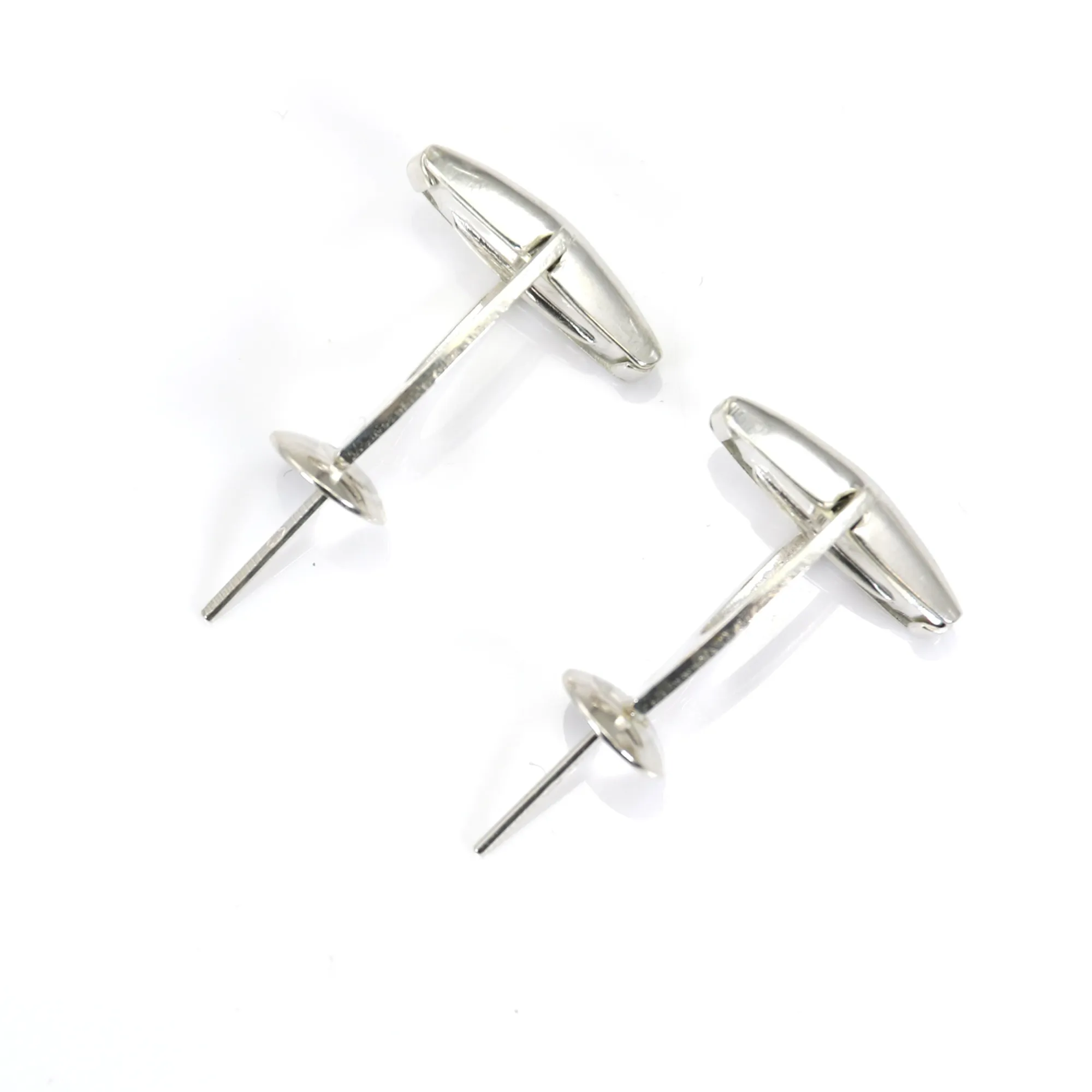 Boutons De Manchette Argentés Et Nacre – Ronds, Métal, Occasion Bon état