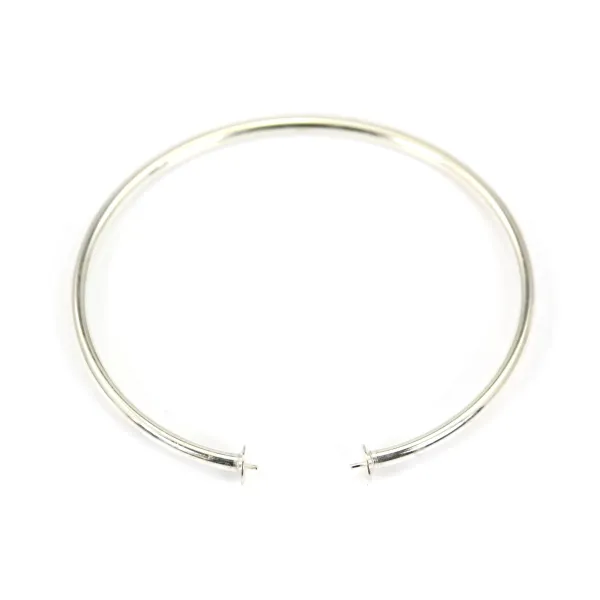 Bracelet jonc flexible 58mm pour perle semi-percée en argent 925 x 1pc