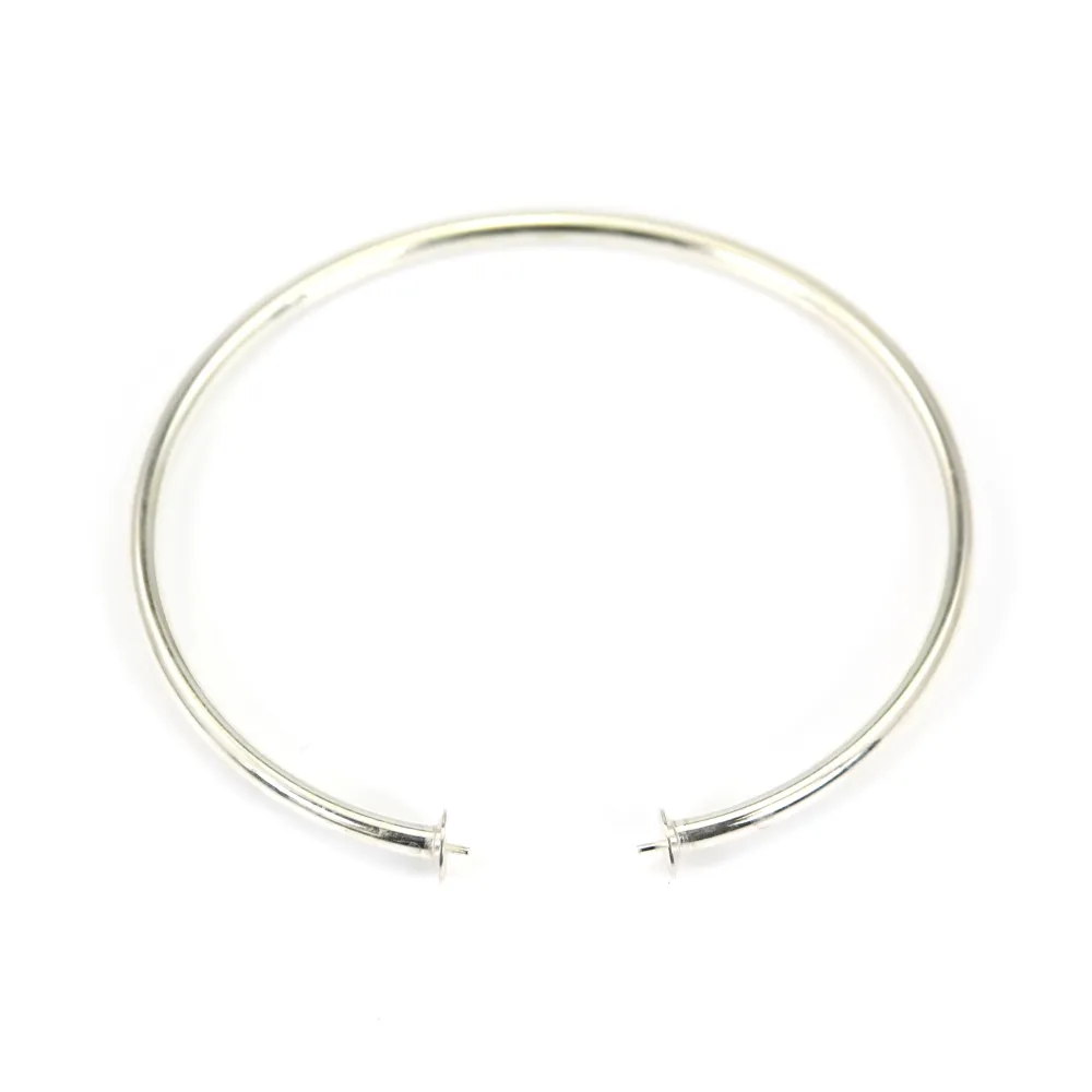 925 sterling silver 58mm flexible bangle for half-driled beads x 1pc