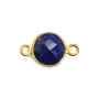 Lapis lazuli de forme ronde, 2 anneaux, serti en argent 925 doré à l'or fin, 9mm x 1pc