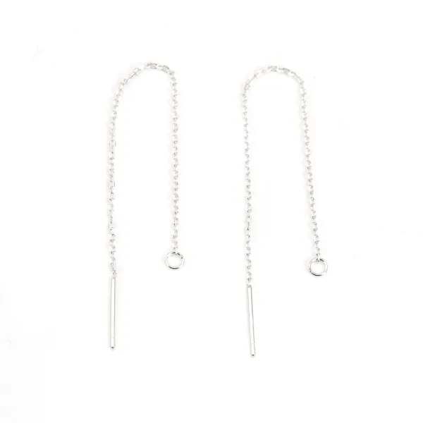 Chainettes d'oreilles anneaux ovale 1.0x75mm argent 925 x 2pcs 
