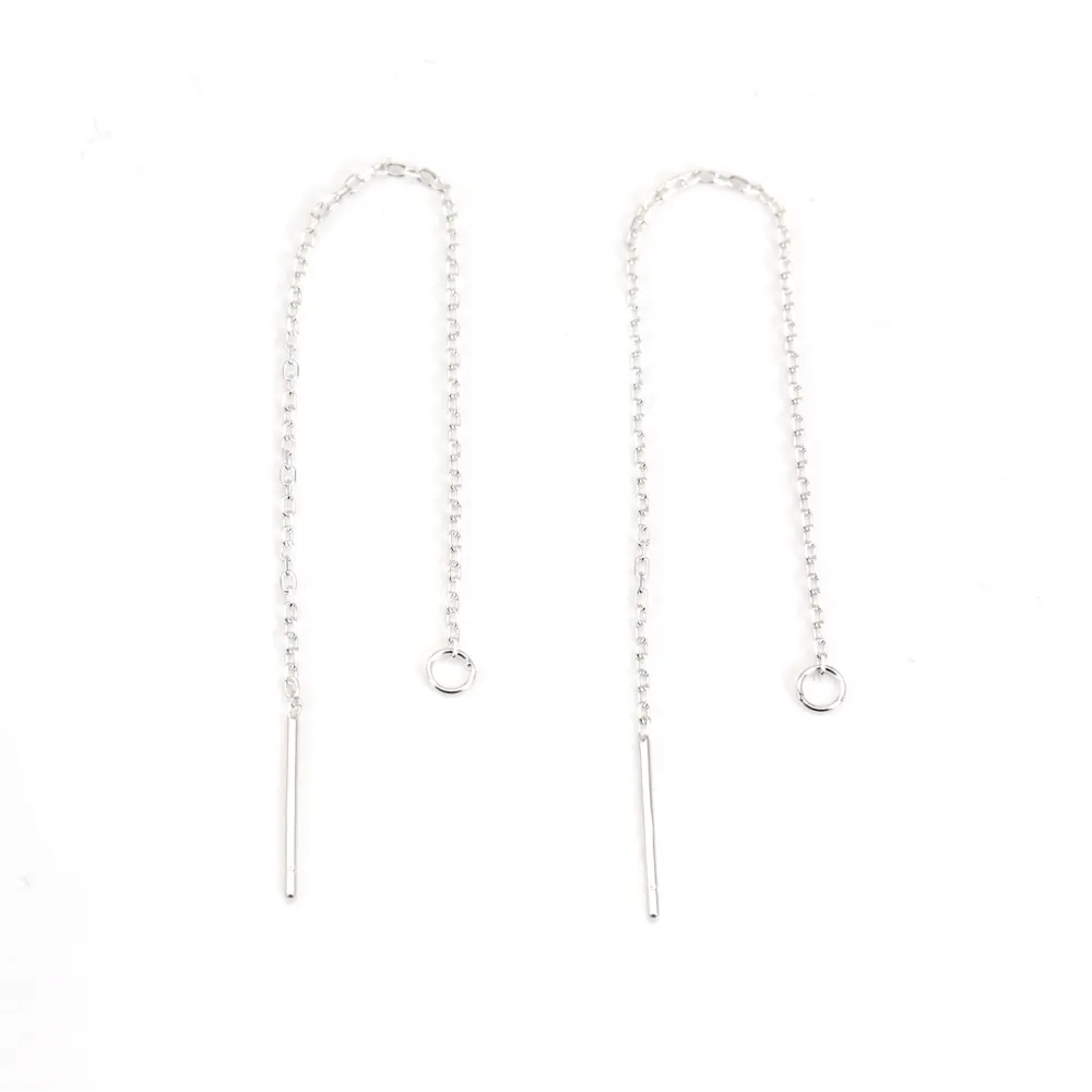 Chainettes d'oreilles anneaux ovale 1.0x75mm argent 925 x 2pcs 