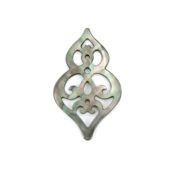 Nacre grise gourde ajourée 16x26mm x 1pc