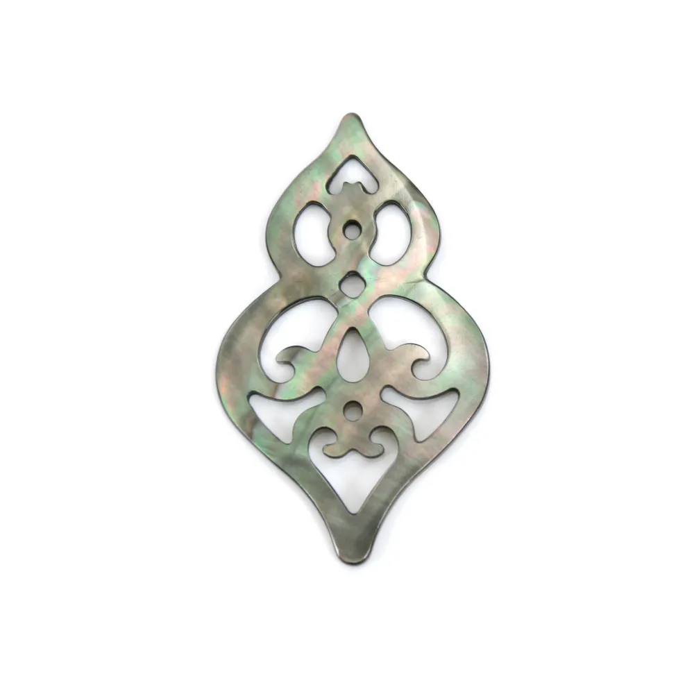 Nacre grise gourde ajourée 16x26mm x 1pc
