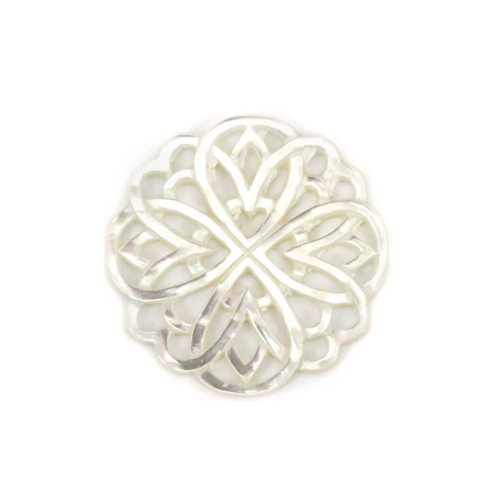 Roseta da Mãe de Pérola Branca 30mm x 1pc