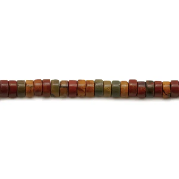 Jaspe, en forme de rondelle, 2 * 4mm x 39cm