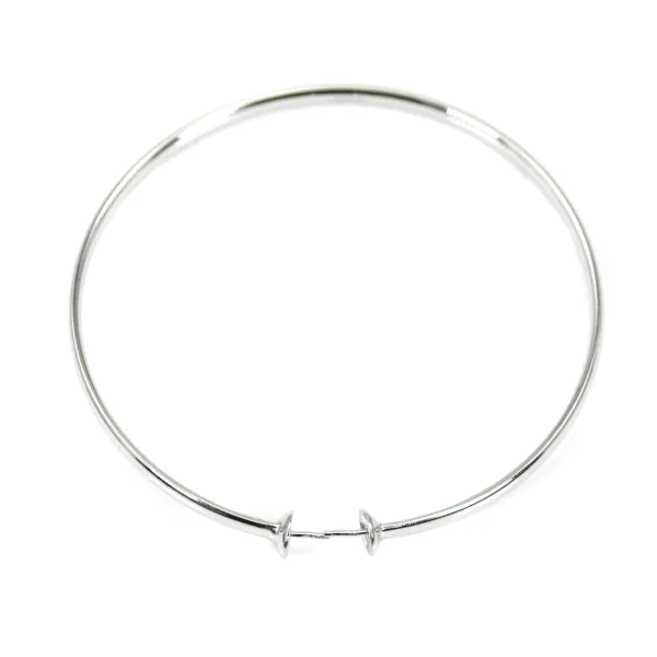 Bracciale regolabile per perle semi-traforate rodiato argento x 1pc