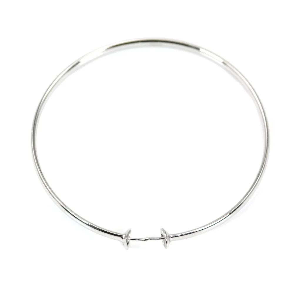 Bracelet réglable jonc plat pour perle semi percé Argent rhodié x 1pc