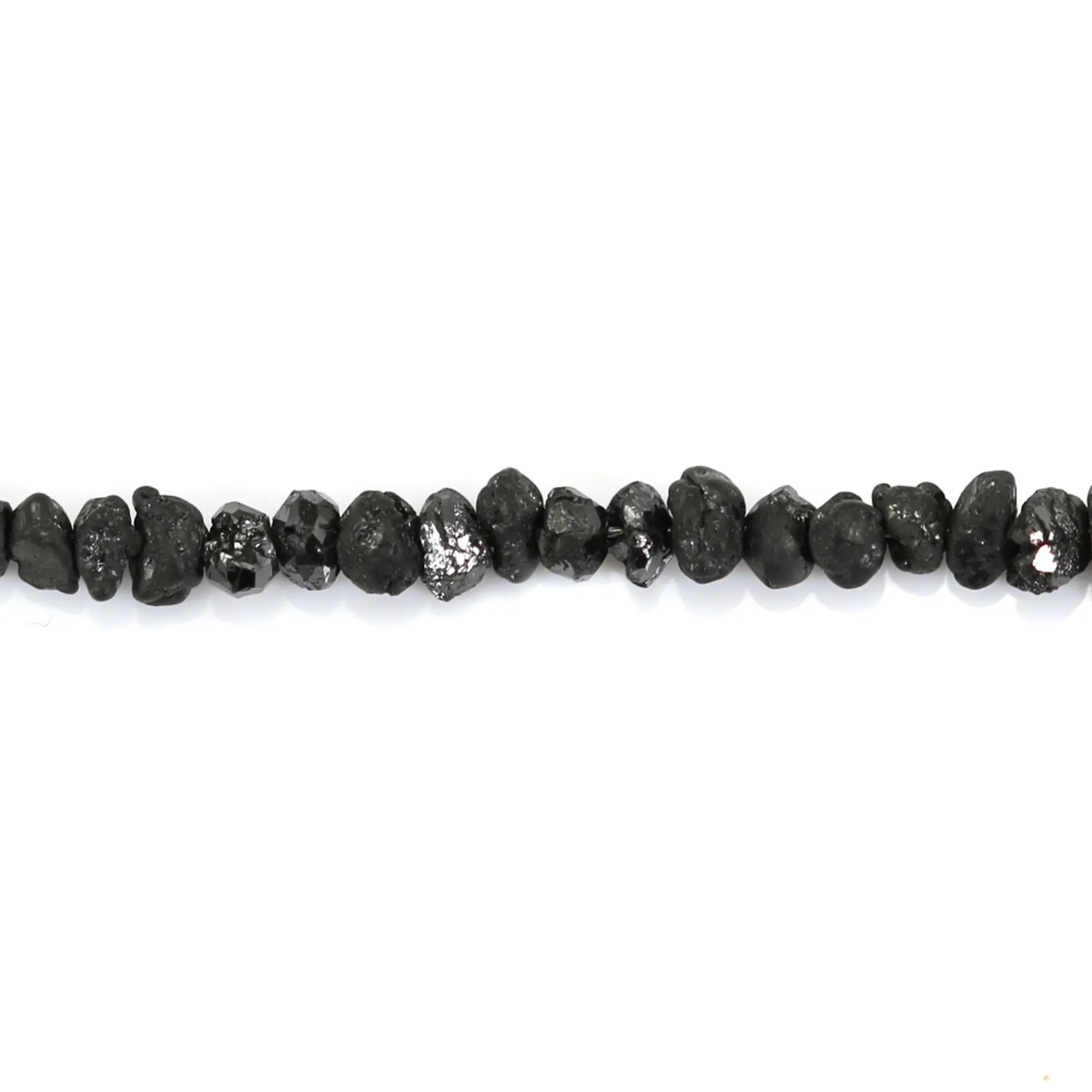 Collier Perles Diamant Noir 3mm Argent 925 - Longueur 45.7 Cm, Style Perlé, Neuf