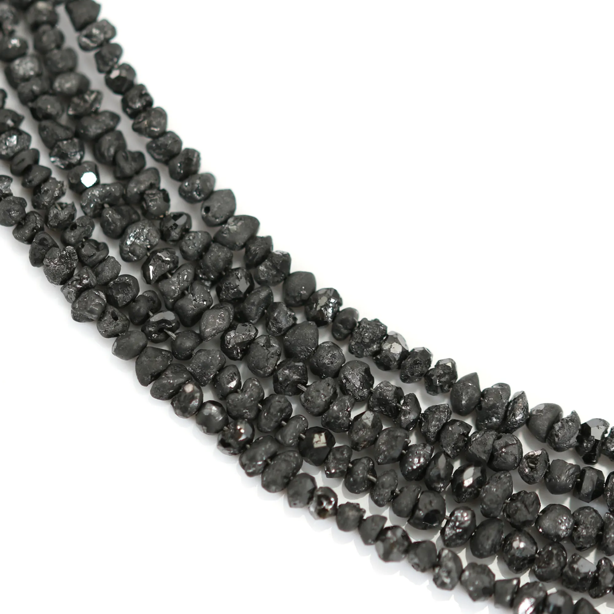 Diamants Bruts Effet Ombre Noir/gris/blanc 1-2 Mm - Fil De 8 Pouces - Brut Naturel