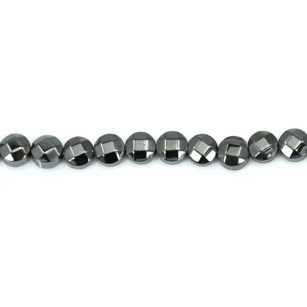 Hématite, de forme ronde plate facetté, 4mm x 40cm
