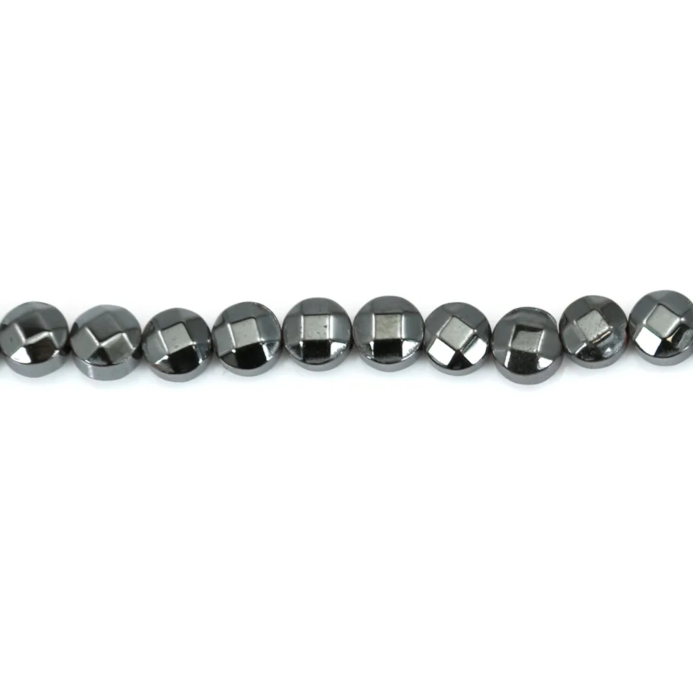 Hématite, de forme ronde plate facetté, 4mm x 40cm