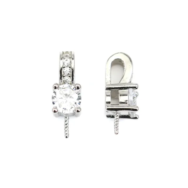 Bélière silver 925 rhodié and zirconium 4x9mm x 1pc