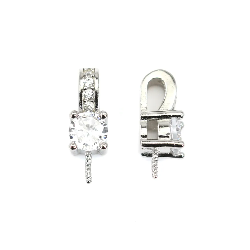 Bélière en argent 925 rhodié & zirconium 4x9mm x 1pc