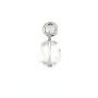Cristal de Rocha Charm Redondo Plano 6mm Prata Ródio x 1pc