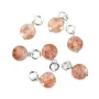 Quarzo Charm Fragola Rotondo Piatto 6mm Argento Rodio x 1pc