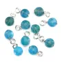 Round flat Apatite charm 6mm Silver Rhodium x 1pc
