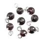 Granat Charm rund flach 6mm Silber Rhodiniert x 1Stk