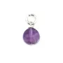 Charm Ametista Facetada Redonda 6mm - Prata com Ródio x 1pc
