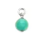 Gras Achat Charm runde flache facettierte 6mm - Rhodiniertes Silber x 1St
