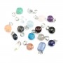 Quarzo Charm Fragola Rotondo Piatto 6mm Argento Rodio x 1pc