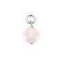 Rosenquarz Charm rund flach facettiert 6mm - Rhodiniertes Silber x 1St