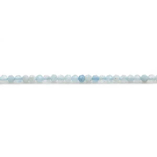Água-marinha, redonda facetada, 2mm x 39cm