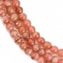 Rhodochrosite pink, of round shape, in size of 5-5.5mm x 40cm