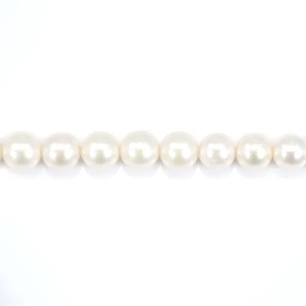 Freshwater cultured pearls, white, round, 7.5-8mm x 39cm