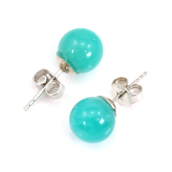 Boucle d'oreille Amazonite du Pérou 8mm x 2pcs