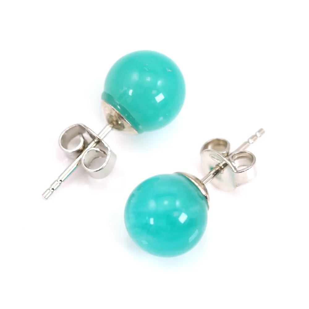 Boucles d'oreilles Amazonite du Pérou 8mm x 2pcs
