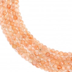 Sun stone, in faceted round shape, 2mm x 40cm