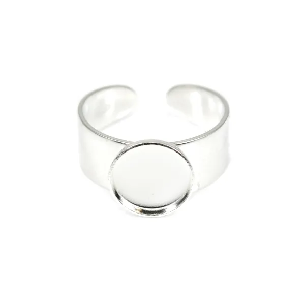 Bague réglable support cabochon 10mm Argent 925 x 1pc