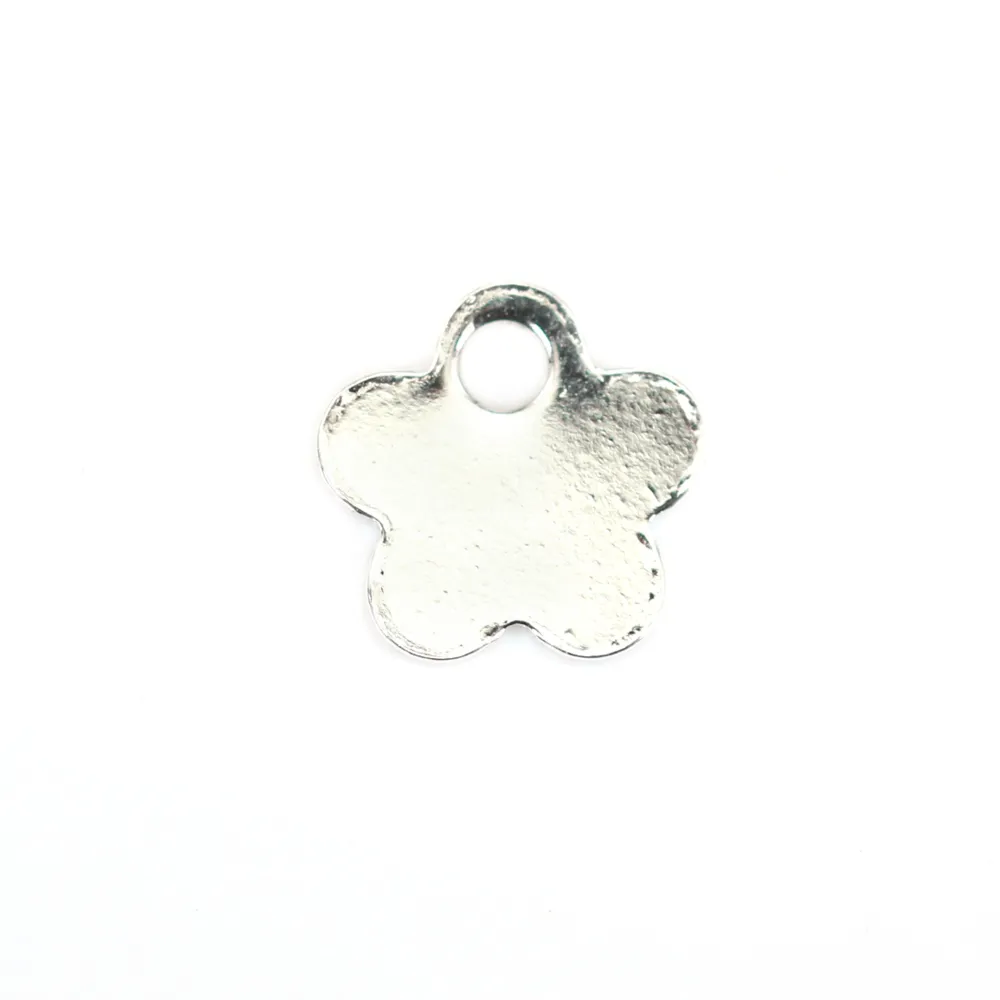 Breloque Fleur Tag à graver 6.5mm Argent 925 x 4pcs