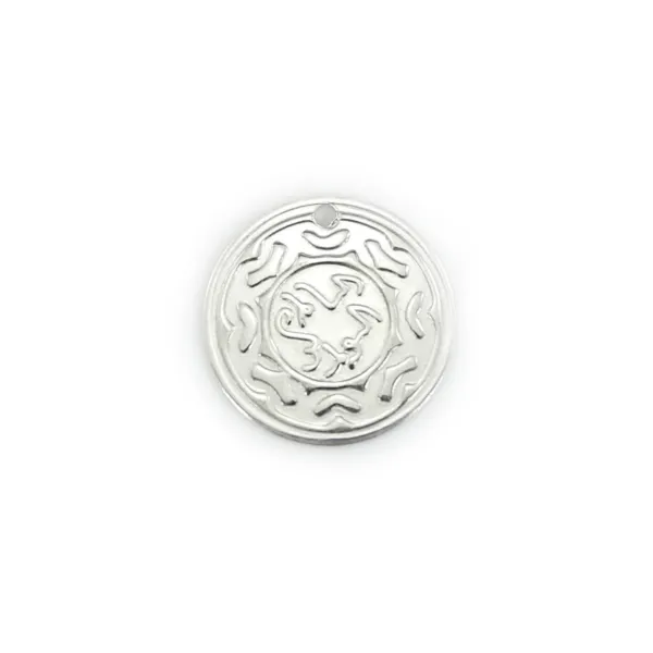 Breloque Médaille décoré 12mm Argent 925 x 1pc