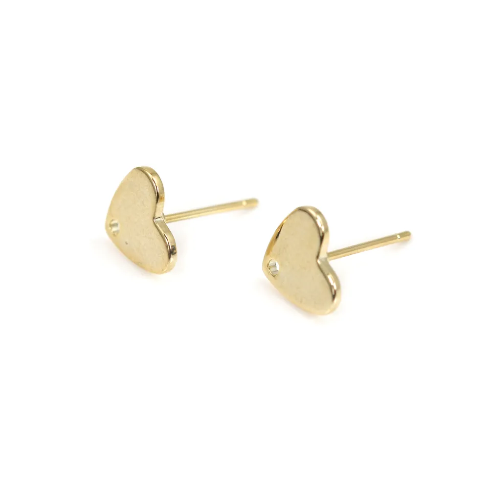 Ear stud leaves  by "flash" Gold on brass 8x14mm x 2pcs