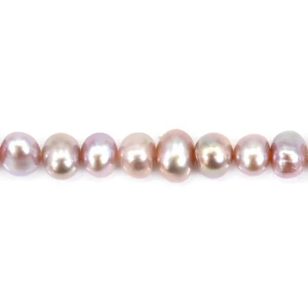 Süßwasser-Zuchtperle, mauve, oval, 6-6.5mm x 37cm
