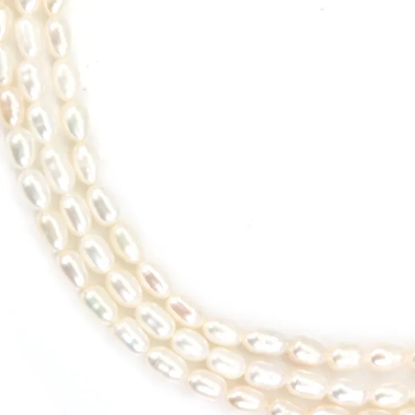 Perle de culture d'eau douce, blanche, olive, 4-4.5mm x 36cm