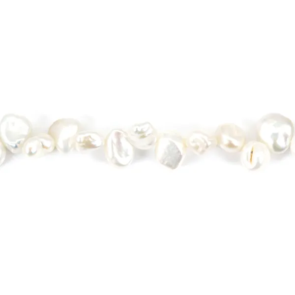 Perle de culture d'eau douce, blanche, keshi, 8-10mm x 39cm