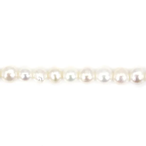 Perle de culture d'eau douce, blanche, semi-ronde, 3-3.5mm x 36cm