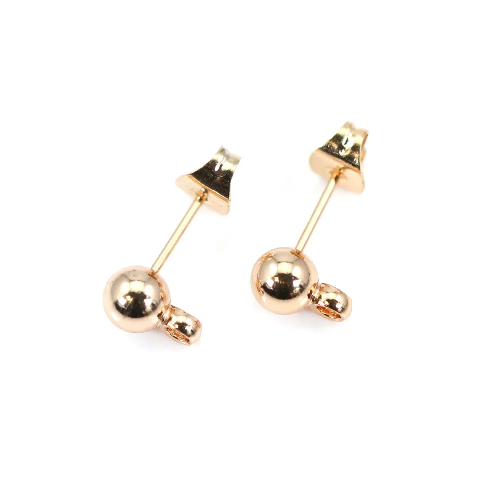 Flash gold gilt ball-shape ear studs 5mm x 2pcs