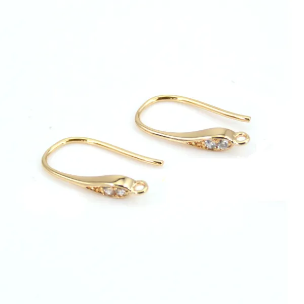 Crochet boucles d'oreilles plaquée par "flash" or sur laiton 2.7x16mm x 2pcs