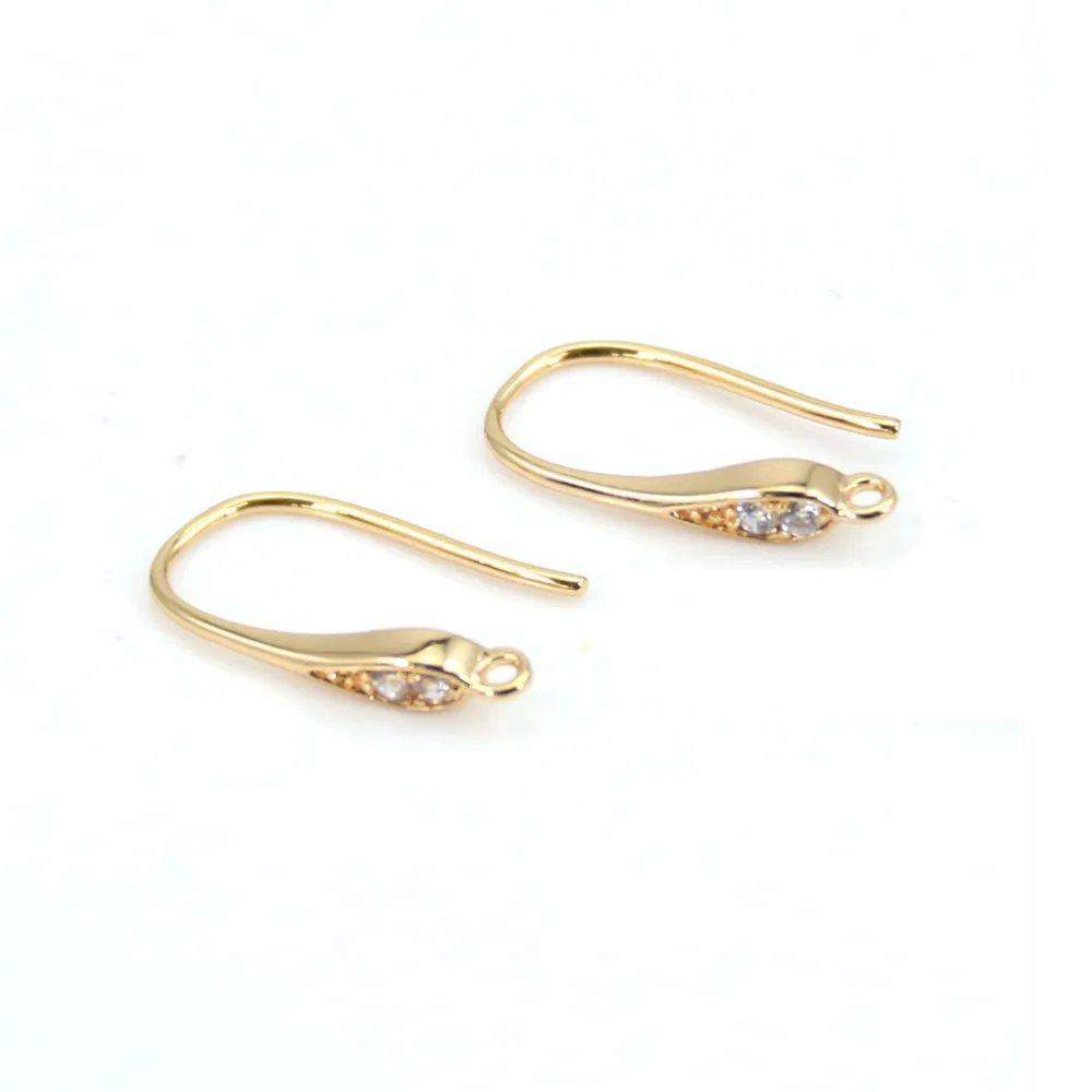 Crochet boucles d'oreilles plaquée par "flash" or sur laiton 2.7x16mm x 2pcs
